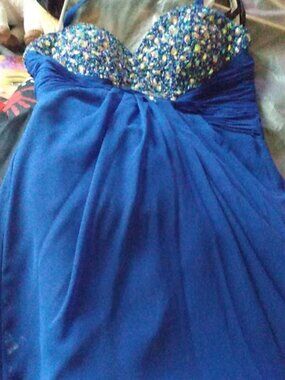 Blue Wraparound Prom Dress